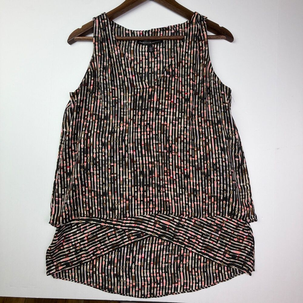 White House Black Market Abstract Print Sleeveless Blouse Small